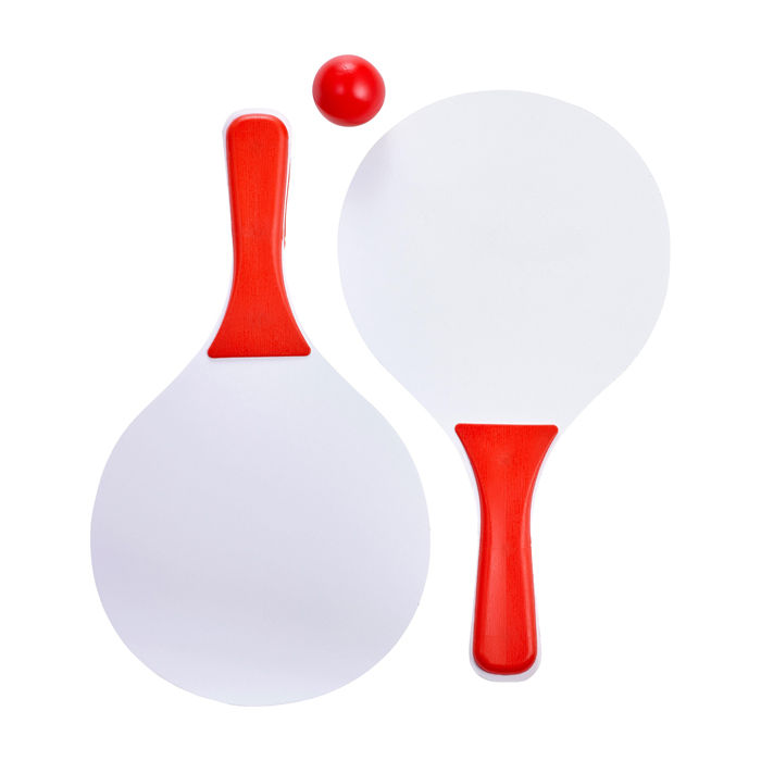 Set publicitario de raquetas con pelota Set Tenis Playa Strand color rojo primera vista