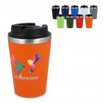 Vaso térmico de acero inoxidable de tapa negra y borde plateado 350ml
