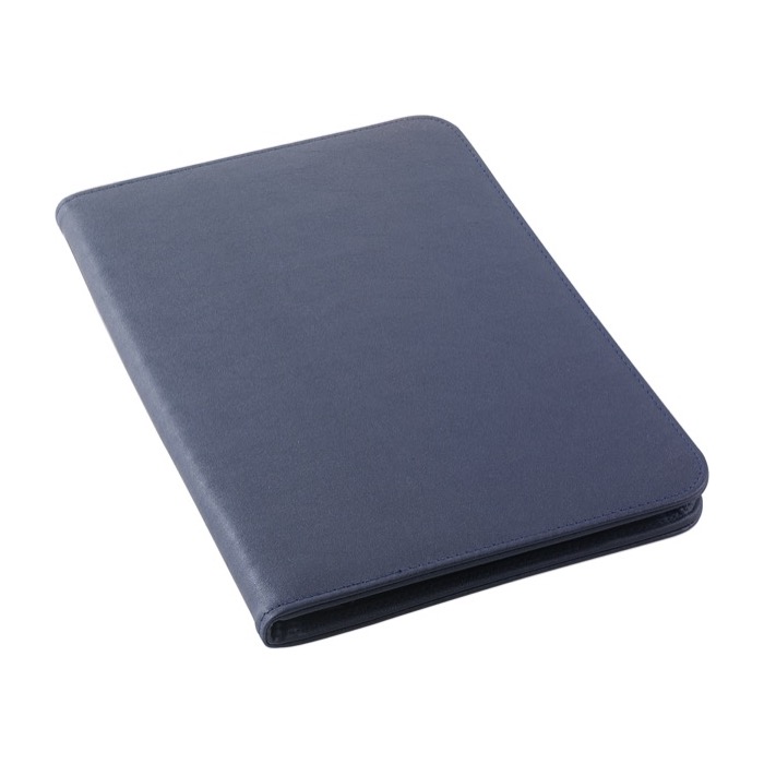 Portafolio promocionales con bolsillos, cremallera y bloc para notas Workday color azul primera vista