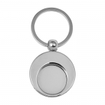 Llavero de metal redondo con ficha para el carro de compra KeyCoin color plateado primera vista
