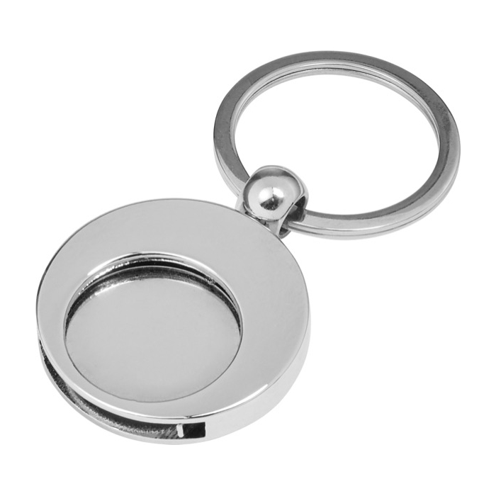 Llavero de metal redondo con ficha para el carro de compra KeyCoin color plateado tercera vista