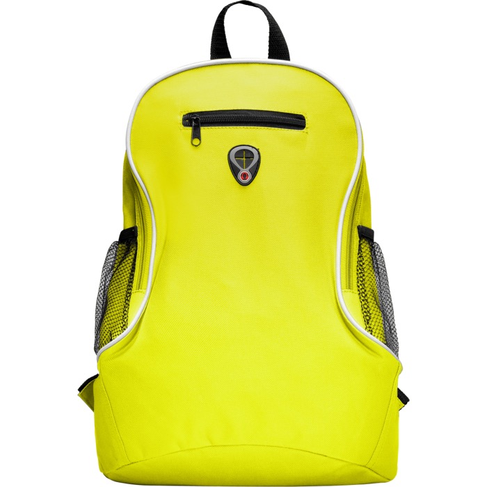 Mochila barata de poliéster con diversos compartimentos Travel color amarillo segunda vista