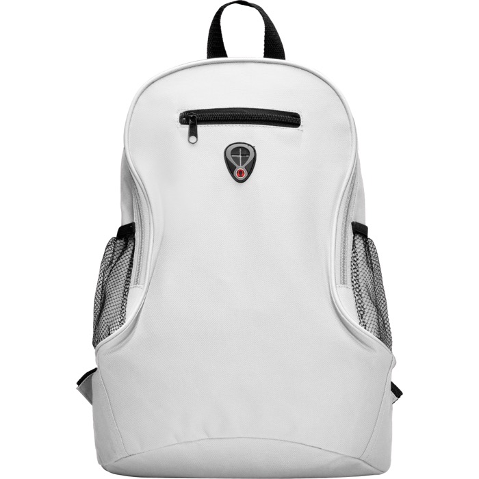 Mochila barata de poliéster con diversos compartimentos Travel color blanco segunda vista