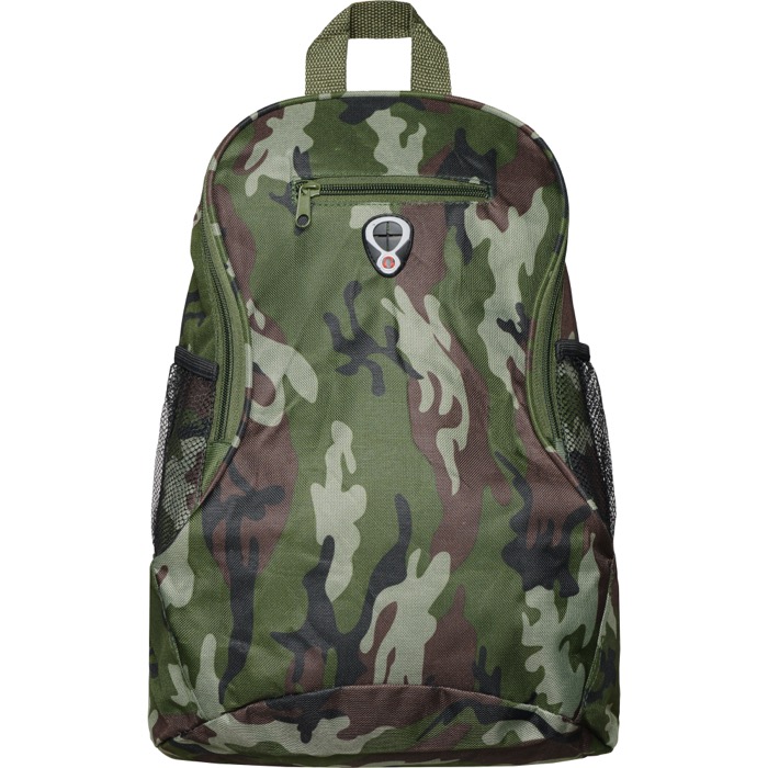 Mochila barata de poliéster con diversos compartimentos Travel color camuflaje segunda vista