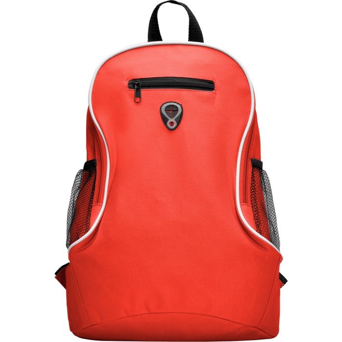 Mochila barata de poliéster con diversos compartimentos Travel color rojo segunda vista