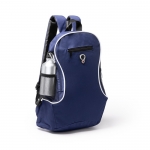 Mochila barata de poliéster con diversos compartimentos Travel color azul marino primera vista de uso