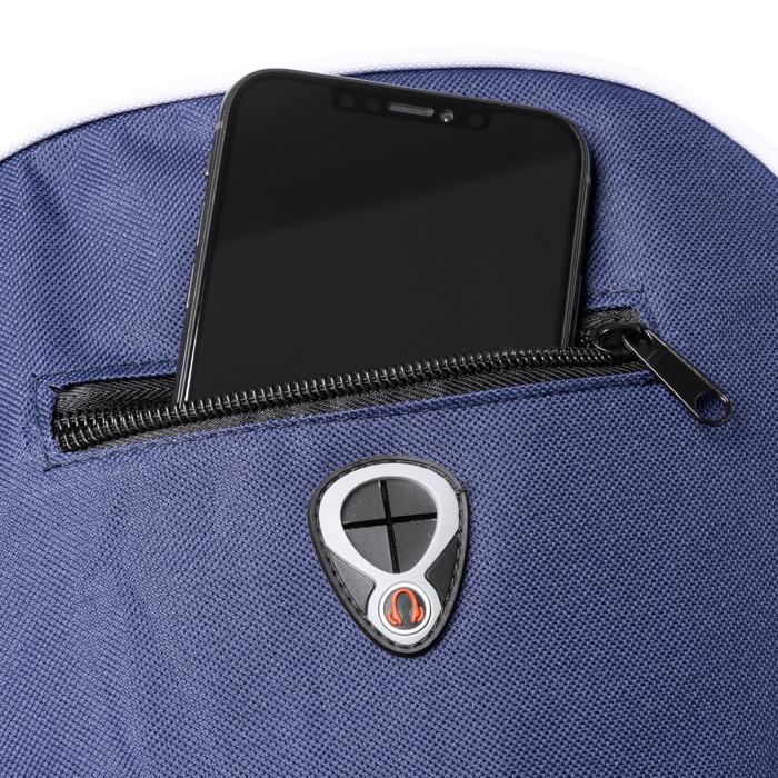 Mochila barata de poliéster con diversos compartimentos Travel color azul marino vista detalle 1