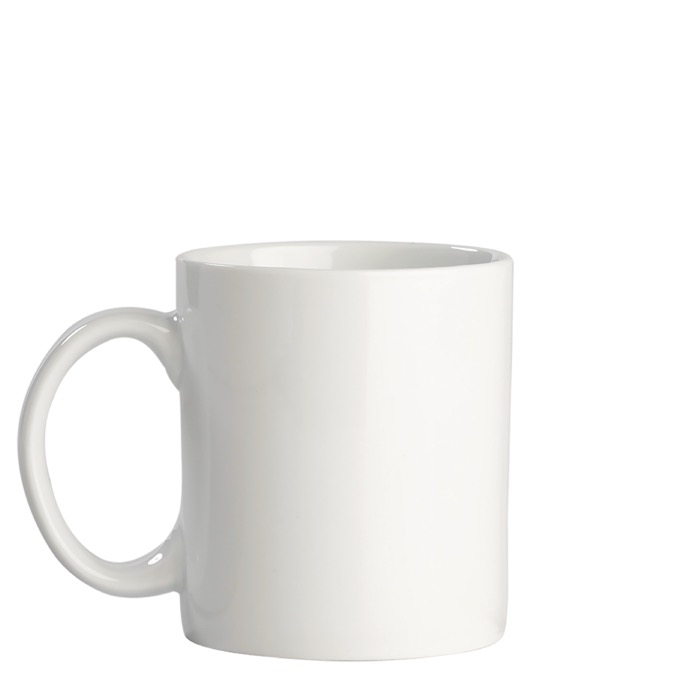 Taza promocional blanca de cerámica especial para sublimación 300ml color blanco quinta vista