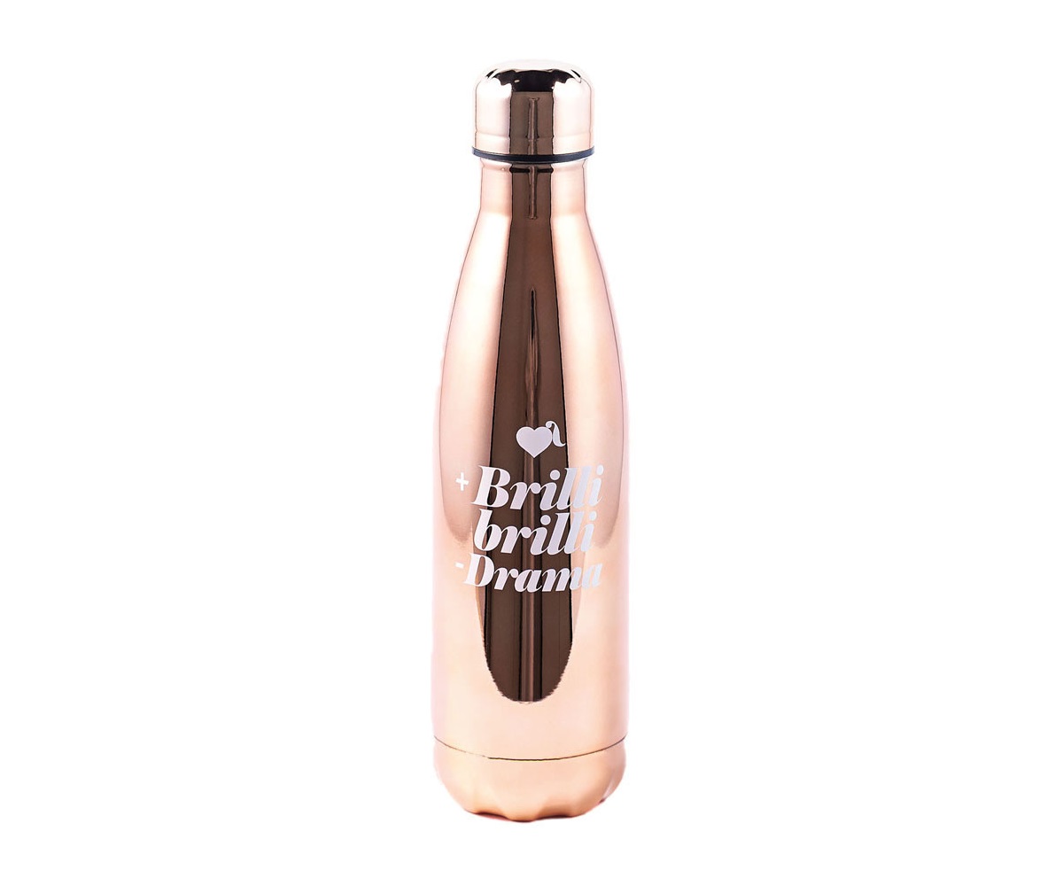Botellas publicitarias brillantes de la vecina rubia