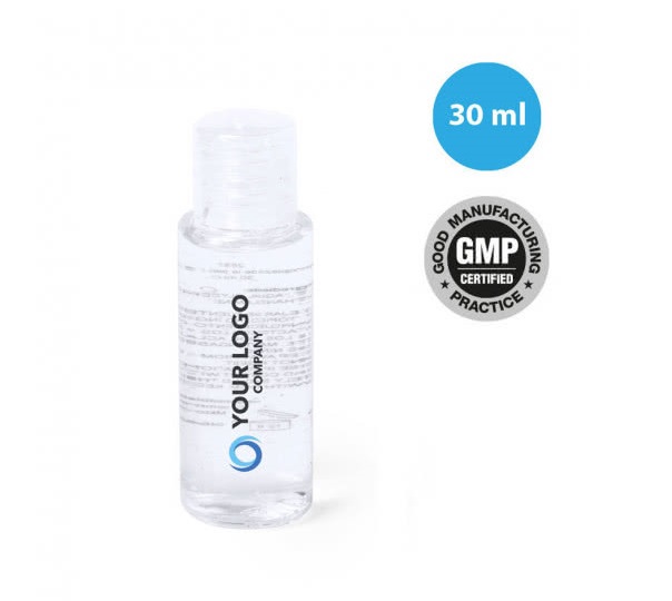 gel hidroalcohólico con logotipo