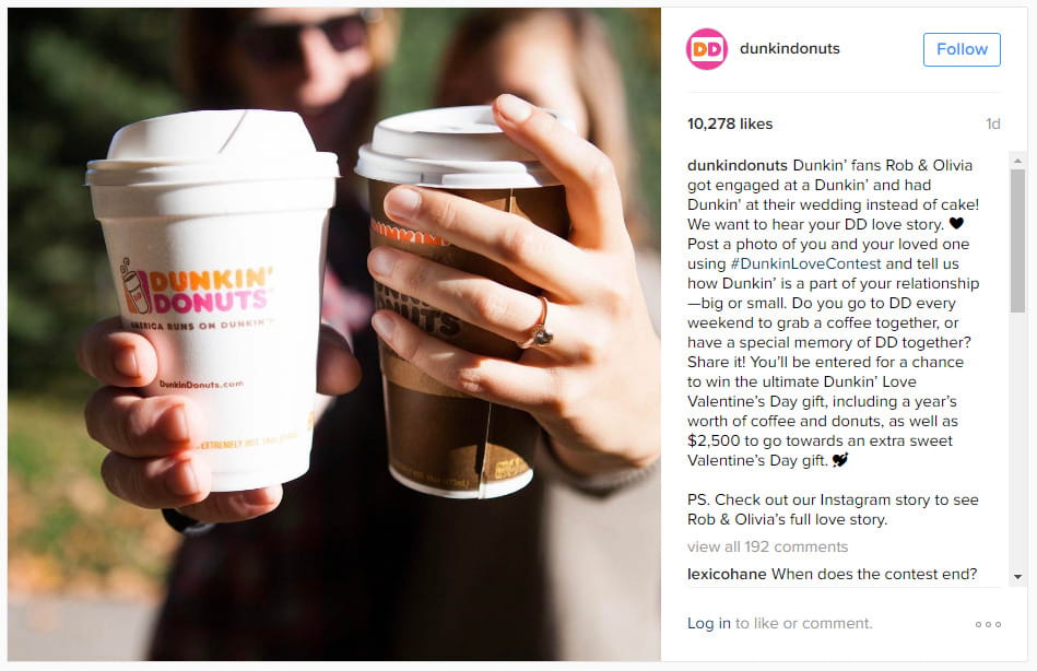 Instagram de Dunkin Donuts en San Valentín
