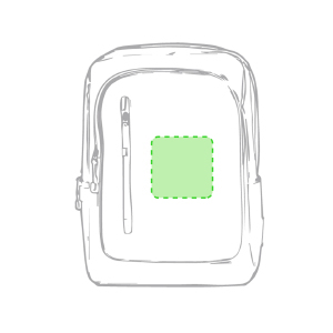 En el frontal de la mochila