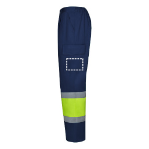 Posición de marcaje pantalones de trabajo bolsillo inferior izqui