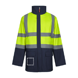 Posición de marcaje chaqueta reflectora bolsillo inferior izquier