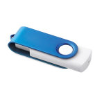 Pendrive con cuerpo de goma blanco y clip de color Whitemate color azul