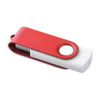 Pendrive con cuerpo de goma blanco y clip de color Whitemate color rojo