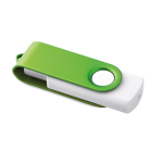 Pendrive con cuerpo de goma blanco y clip de color Whitemate color verde