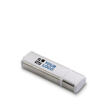 USB para publicidad de plástico con efecto metalizado Lineal Flash color blanco