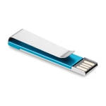 Memorias USB personalizada plana con clip de metal Metalclip color azul