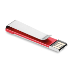 Memorias USB personalizada plana con clip de metal Metalclip color rojo