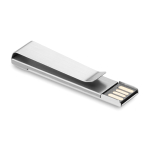 Memorias USB personalizada plana con clip de metal Metalclip color plateado