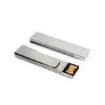 Memorias USB personalizada plana con clip de metal Metalclip color plateado