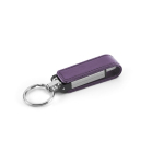 Llaveros USB personalizados de metal con protector de cuero Magring color violeta