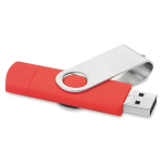 Memorias USB corporativas alargadas conexión móvil Techmate Otg color rojo