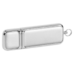 Elegante pendrive con tapa que combina piel y metal Classic color blanco