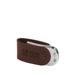 Moderno llavero USB de piel con logo y cierre magnético Elegance color marrón
