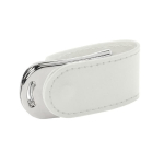 Moderno llavero USB de piel con logo y cierre magnético Elegance color blanco