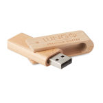 USB giratorio de madera de bambú en tonos oscuros y claros Ecotwist color madera oscura