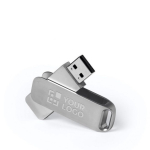 Pendrive con cuerpo y clip metálicos para personalizar Metalgyr color plateado