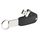 USB llavero personalizado de piel con sistema giratorio Leather color negro