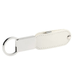USB llavero personalizado de piel con sistema giratorio Leather color blanco