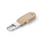 Llavero USB de piel con mosquetón de gancho USB Leather Hook color beige