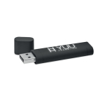 USB de diseño alargado con el logo grabado iluminado Luz Soft Elipse color negro