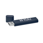 USB de diseño alargado con el logo grabado iluminado Luz Soft Elipse color azul