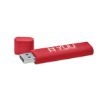 USB de diseño alargado con el logo grabado iluminado Luz Soft Elipse color rojo