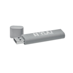 USB de diseño alargado con el logo grabado iluminado Luz Soft Elipse color gris