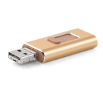 Pendrives metálicos con 4 funciones en 1 USB Metalcolor Otg Slide color dorado