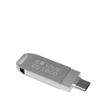USB publicitarios con conexiones 3.0 y tipo C USB Dual Twist 3.0 color plateado