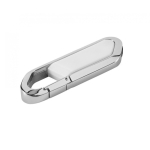 USB corporativo de acero inoxidable con mosquetón Metalhold color blanco