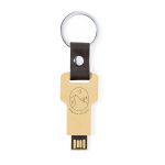 Memoria USB personalizada ecológica con forma de llave y llavero Key color natural