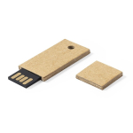 Memoria USB rectangular de cartón reciclado con tapón USB Slimboard color natural