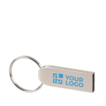 USB de metal personalizado delgado y pequeño con llavero Keyring color plateado