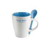 Tazas con logo, cuchara e impresión circular de 250ml Colorspoon color azul vista principal