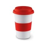 Taza de viaje de cerámica con tapa y cinta de silicona 400ml Takeaway Plus color rojo