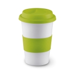 Taza de viaje de cerámica con tapa y cinta de silicona 400ml Takeaway Plus color verde lima