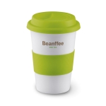 Taza de viaje de cerámica con tapa y cinta de silicona 400ml Takeaway Plus color verde lima vista principal